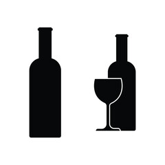 illustration vector Wine bottle and glass icon.
