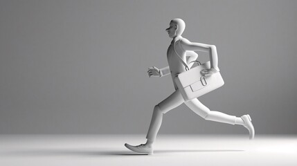 Monochrome Figurative Study: Businessman in Motion