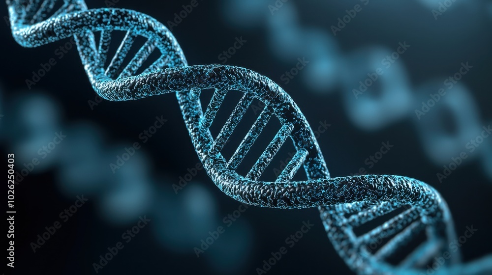 Poster digital representation of dna double helix showcasing genetic data analysis and research in biotechn