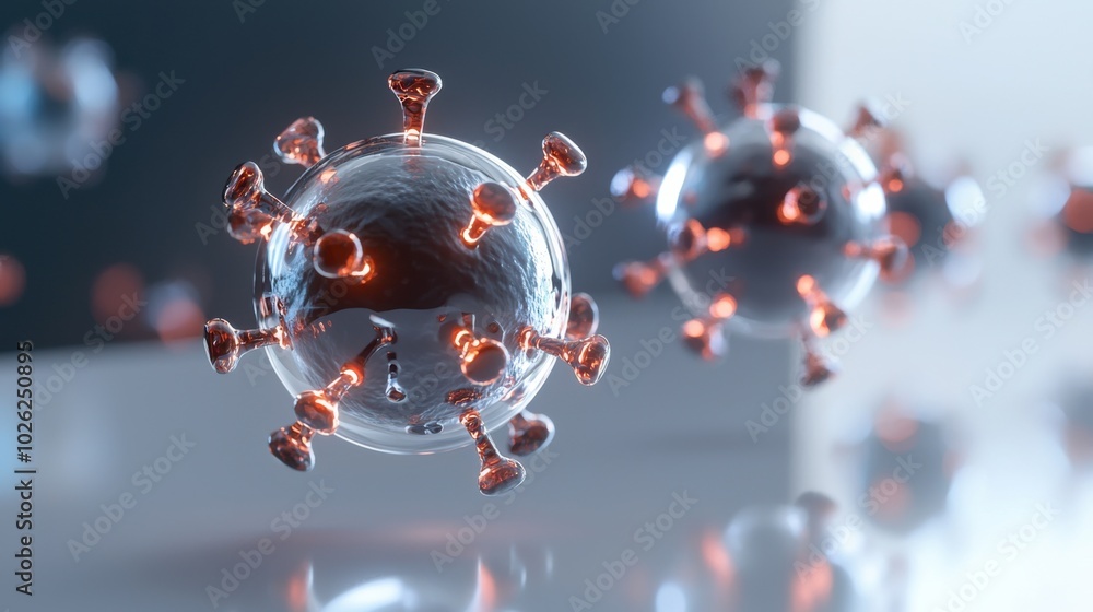 Poster viruses are depicted in detailed and scientific manner, showcasing their structure and features. thi