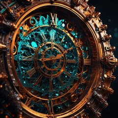Obraz premium a close up of watch with blue and gold dial