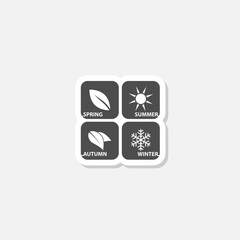 Four seasons symbols concept design sticker isolated on gray background