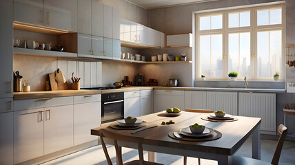 modern kitchen interior with kitchen