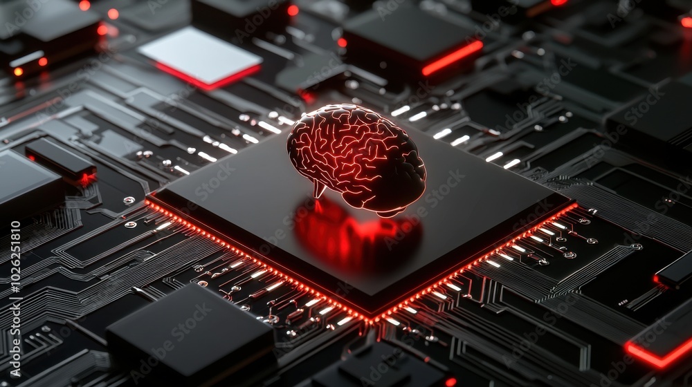 Poster image depicts futuristic representation of brain on circuit board, symbolizing intersection of techn