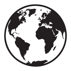Flat Globe Earth Icon Silhouette World map vector illustration