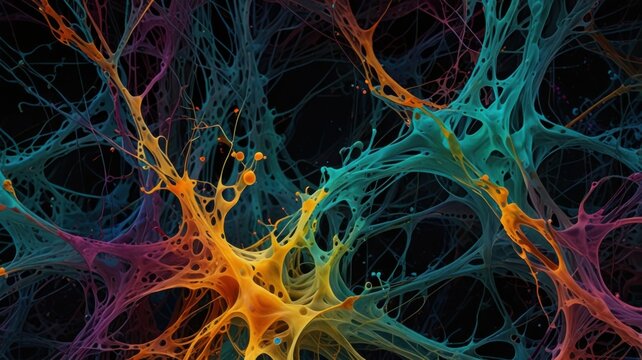 colorful paint spering on black background