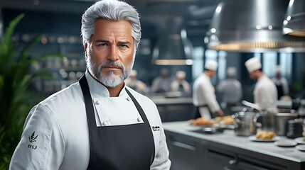 A chef selling his signature dish recipe to protect his restaurant’s reputation, the setting in a high-end kitchen with clear signs of stress and urgency in the atmosphere Ultra-Realistic Photo 
