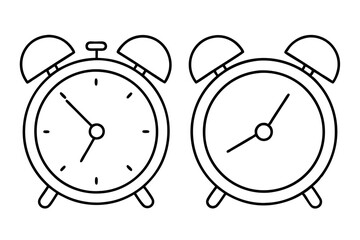 funny alarm clock line art logo icon vector illustration.