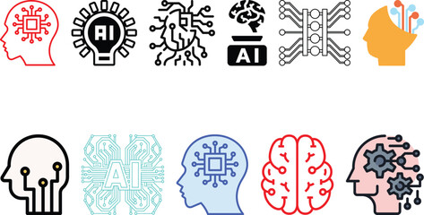 Artificial Intelligence icon set collection
