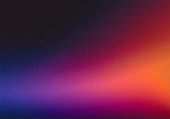 Obraz premium Abstract grainy gradient background purple pink orange black dark backdrop noise texture banner poster header design