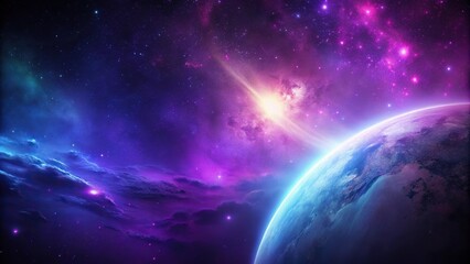 Obraz premium colorful and dark wallpaper with purple lights and space aerial view