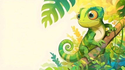Naklejka premium Cartoon Chameleon