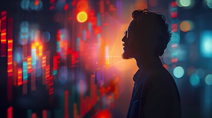 Fototapeta premium Business Success and Growth Stock Market Chart Silhouette