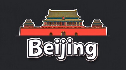 Obraz premium Stylized illustration of Beijing's architecture