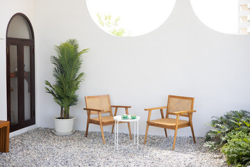 white coffee shop with a relaxed atmosphere