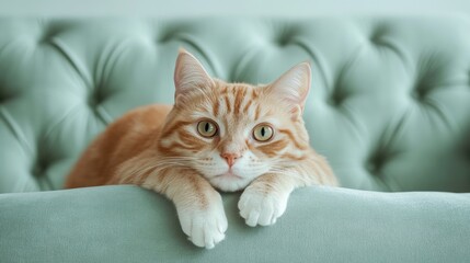 Cat Portrait Resting on Sofa 