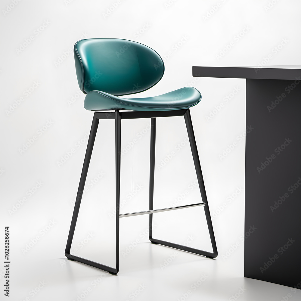 Wall mural a modern bar stool with a metal frame and a cushioned seat in a bold color, featuring a minimalist d