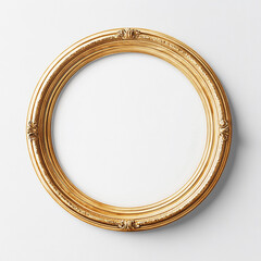 Obraz premium Round Golden Photo Frame on Solid White Background