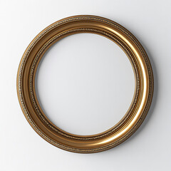 Obraz premium Round Golden Photo Frame on Solid White Background