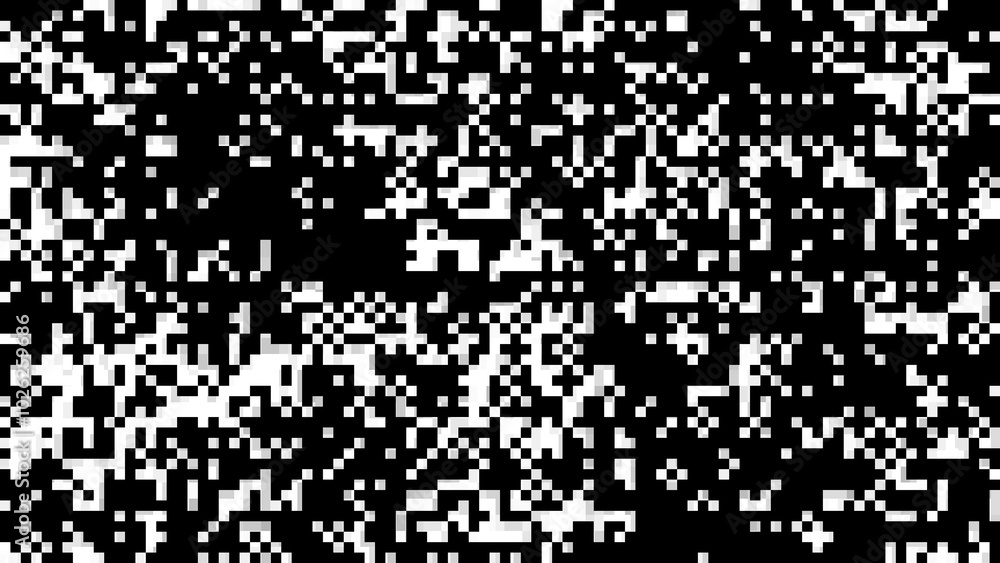 Poster abstract pixel retro 8bit noise static, square black and white retro video game pixelated background