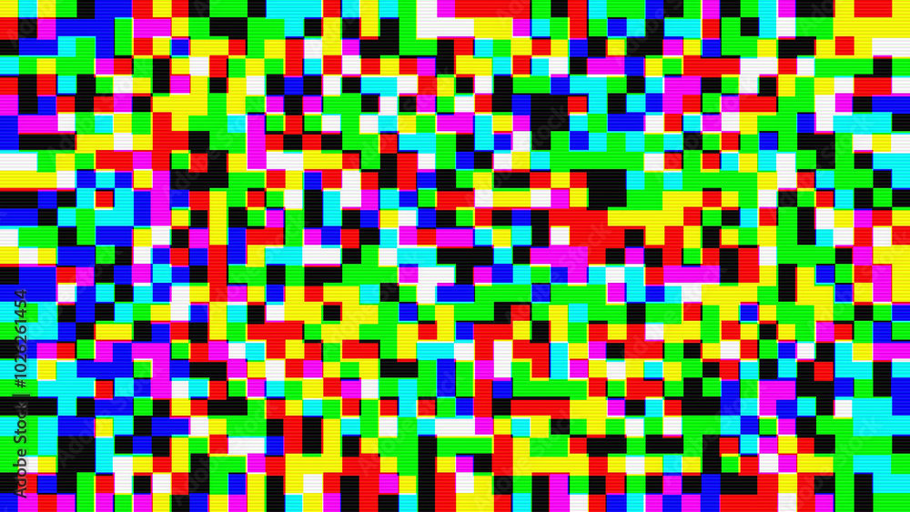 Aufkleber abstract pixel retro 8bit rgb video game glitch noise texture, square tiles retro video game pixelat