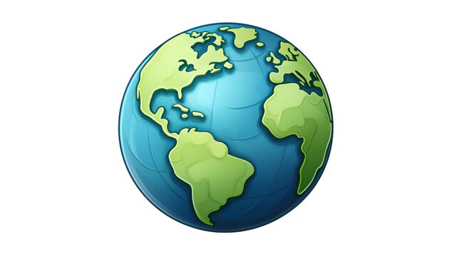 Earth globe 3d icon cartoon style floating  on transparent background