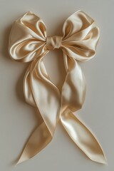 Elegant cream ribbon tied beautifully around a gift box on a soft surface