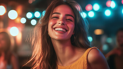 Fototapeta premium 笑顔の女性とパーティーの雰囲気