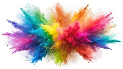 Fototapeta premium Colorful explosion splash of powder on white background abstract