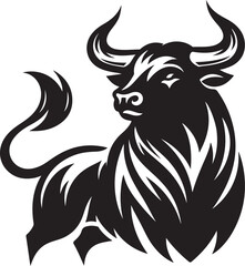 Black silhouette style Bull design with white background