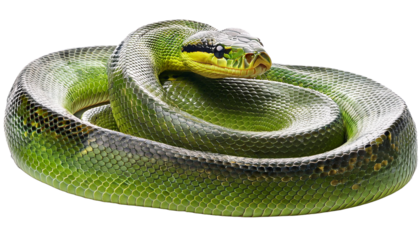 Green Anaconda  on transparent background