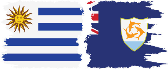 Anguilla and Uruguay grunge flags connection, vector