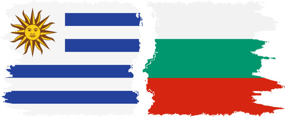 Bulgaria and Uruguay grunge flags connection, vector