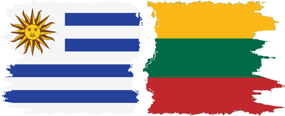 Obraz premium Lithuania and Uruguay grunge flags connection, vector
