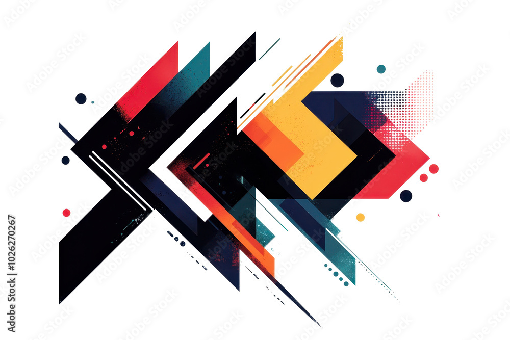 Poster vibrant geometric abstract art with dynamic colors and sharp angles, perfect for modern design and c
