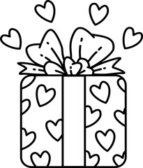 hand drawn heart gift cartoon doodle line