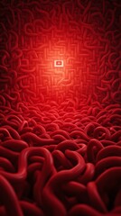 Obraz premium Red abstract background resembling twisted forms, illuminated from a distant light source.