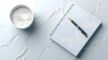 Top Down View of Pen and Notebook on Surface