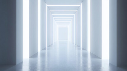 Obraz premium 白く輝く未来的な回廊