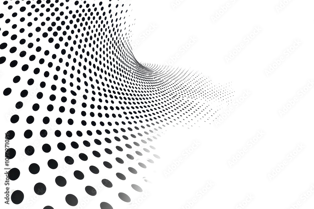 Aufkleber abstract wave of black and white dot pattern forming a dynamic curved shape, conveying a sense of mo