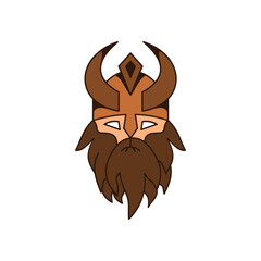 Viking mascot vector illustration. Viking head wearing helmet. Cartoon Viking head logo design