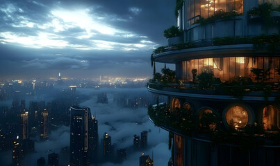 Futuristic Eco-Friendly Skyscraper with Greenery