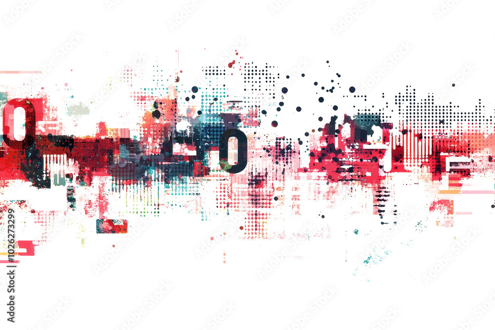 Poster vibrant digital abstract collage exploring color dynamics and composition. perfect for modern design