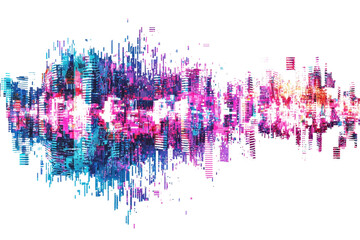 Obraz premium Colorful abstract of soundwave pattern with vibrant hues, perfect for tech, music, and digital art themes.