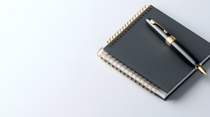 3D Photorealistic Pen and Notebook Top Down View