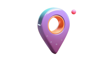 Map pointer 3d icon cartoon style floating on transparent background