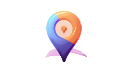 Map pointer 3d icon cartoon style floating on transparent background