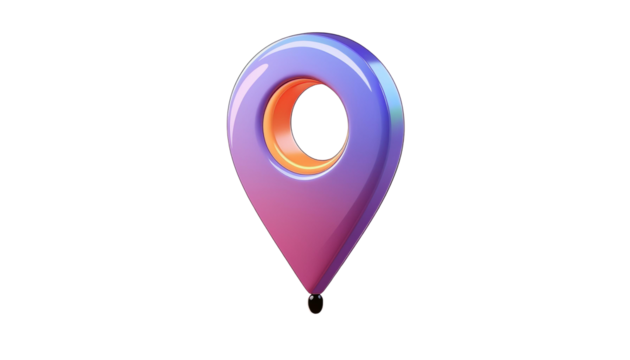 Map pointer 3d icon cartoon style floating on transparent background