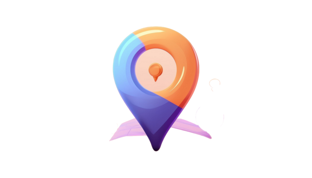 Map pointer 3d icon cartoon style floating on transparent background