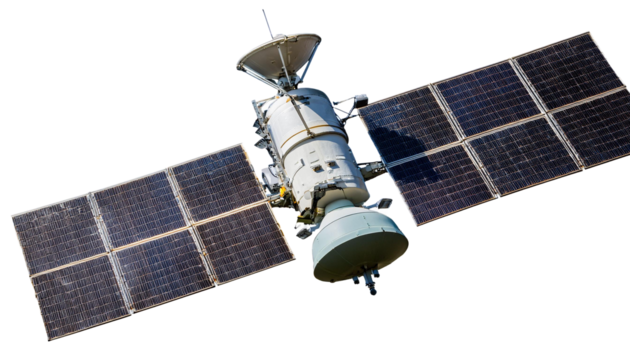 Military satellite on transparent background